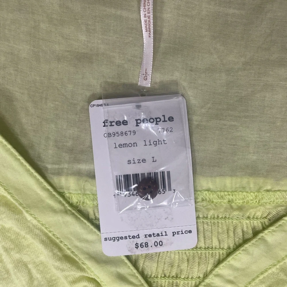 NWT Free People “Highland” Oversized Button-Down Tunic in Lemon Light - Picture 11 of 12